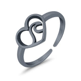 Heart & Wave Adjustable Toe Ring 925 Sterling Silver for Women (7.5mm)