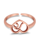 Heart & Wave Adjustable Toe Ring 925 Sterling Silver for Women (7.5mm)