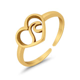Heart & Wave Adjustable Toe Ring 925 Sterling Silver for Women (7.5mm)