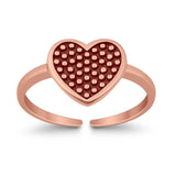Polka Dot Heart Shape Toe Ring Band 925 Silver Sterling For Womens(8mm)
