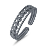 Adjustable Beads Toe Ring Band 925 Sterling Silver (3mm)