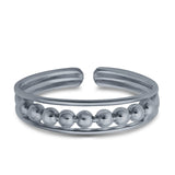 Adjustable Beads Toe Ring Band 925 Sterling Silver (3mm)
