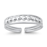 Adjustable Beads Toe Ring Band 925 Sterling Silver (3mm)