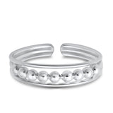 Adjustable Beads Toe Ring Band 925 Sterling Silver (3mm)