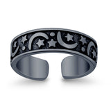 Moon & Stars Toe Ring Band 925 Sterling Silver (5mm)