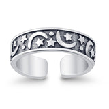 Moon & Stars Toe Ring Band 925 Sterling Silver (5mm)