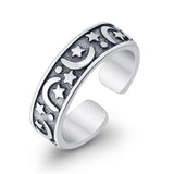 Moon & Stars Toe Ring Band 925 Sterling Silver (5mm)