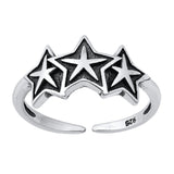 Three Star Toe Ring Adjustable Band 925 Sterling Silver (7.5MM)
