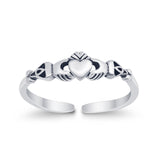 Celtic Claddagh Heart Shape Midi Toe Ring Band 925 Silver Sterling For Womens