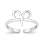 Aries Zodiac Sign Toe Ring Adjustable Band 925 Sterling Silver (8mm)