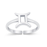 Gemini Zodiac Sign Toe Ring Adjustable Band 925 Sterling Silver (7mm)
