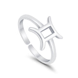 Gemini Zodiac Sign Toe Ring Adjustable Band 925 Sterling Silver (7mm)