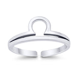 Libra Zodiac Sign Toe Ring Adjustable Band 925 Sterling Silver (6mm)