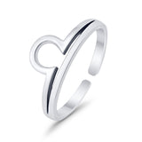 Libra Zodiac Sign Toe Ring Adjustable Band 925 Sterling Silver (6mm)