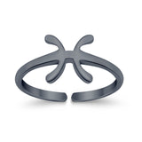 Pisces Zodiac Sign Toe Ring Adjustable Band 925 Sterling Silver (8mm)