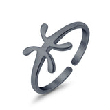 Pisces Zodiac Sign Toe Ring Adjustable Band 925 Sterling Silver (8mm)