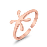 Pisces Zodiac Sign Toe Ring Adjustable Band 925 Sterling Silver (8mm)