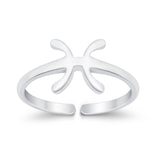 Pisces Zodiac Sign Toe Ring Adjustable Band 925 Sterling Silver (8mm)