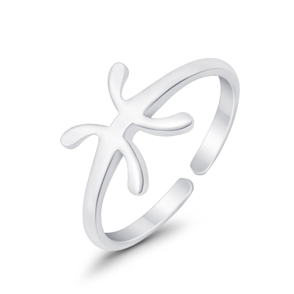 Pisces Zodiac Sign Toe Ring Adjustable Band 925 Sterling Silver (8mm ...