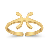 Pisces Zodiac Sign Toe Ring Adjustable Band 925 Sterling Silver (8mm)