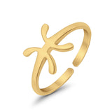 Pisces Zodiac Sign Toe Ring Adjustable Band 925 Sterling Silver (8mm)