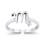 Scorpio Zodiac Sign Toe Ring Adjustable Band 925 Sterling Silver (7mm)