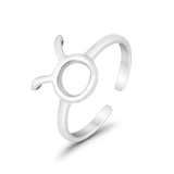 Taurus Zodiac Sign Toe Ring Adjustable Band 925 Sterling Silver (9mm)
