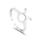 Taurus Zodiac Sign Toe Ring Adjustable Band 925 Sterling Silver (9mm)