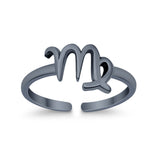 Virgo Zodiac Sign Toe Ring Adjustable Band 925 Sterling Silver (7mm)