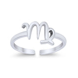 Virgo Zodiac Sign Toe Ring Adjustable Band 925 Sterling Silver (7mm)