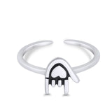 I Love You Sign Toe Ring Adjustable Band 925 Sterling Silver (7mm)