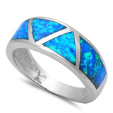 Half Eternity Ring Band with Lab Created Opal in 925 Sterling Silver