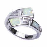 Greek Key Ring Bypass Wrap Style 925 Sterling Silver Created Opal Choose Color