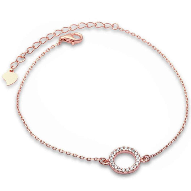 Fashion O Circle Bracelet Round Cubic Zirconia 925 Sterling Silver Choose Color - Blue Apple Jewelry