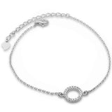 Fashion O Circle Bracelet Round Cubic Zirconia 925 Sterling Silver Choose Color - Blue Apple Jewelry