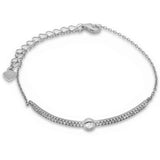 Fashion Curve Bracelet Round Bezel Set Cubic Zirconia 925 Sterling Silver Choose Color - Blue Apple Jewelry