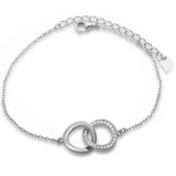 Fashion Interlocking Circle O Bracelet Round Cubic Zirconia 925 Sterling Silver Choose Color - Blue Apple Jewelry