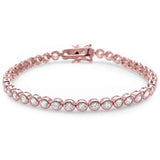 Wedding Tennis Bracelet Round 3mm Cubic Zirconia Half Bezel 925 Sterling Silver