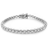 Wedding Tennis Bracelet Round 3mm Cubic Zirconia Half Bezel 925 Sterling Silver