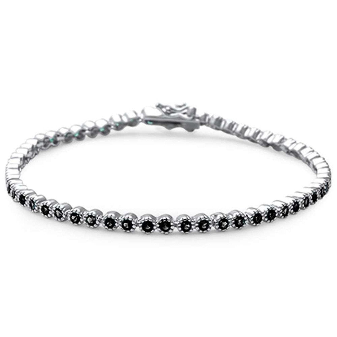 Crown Bezel Solitaire Tennis Bracelet Round Simulated CZ 925 Sterling Silver