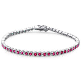 Crown Bezel Solitaire Tennis Bracelet Round Simulated CZ 925 Sterling Silver