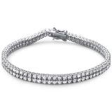 Double Row Round Cubic Zirconia Wedding Bridal Tennis Bracelet 7