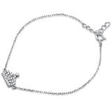 Dainty Crown Bracelet Round Pave Cubic Zirconia 925 Sterling Silver