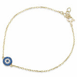 Evil Eye Bracelet Round Simulated Nano Turquoise 925 Sterling Silver choose Color