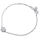 Clover Leaf 4 Flowe Bracelet Dainty Round Cubic Zirconia 925 Sterling Silver