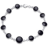 Round Big Small Bracelet Simulated Stone 925 Sterling Silver