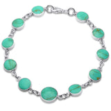 Round Big Small Bracelet Simulated Stone 925 Sterling Silver