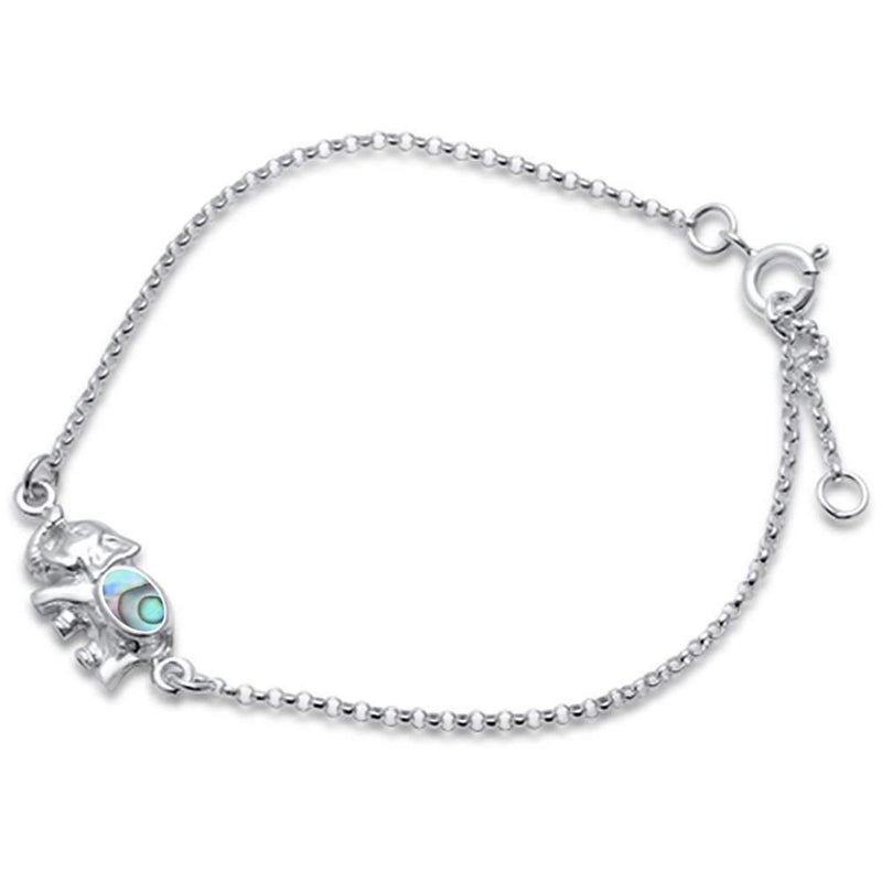 Dainty Elephant Bracelet Simulated Stone 925 Sterling Silver