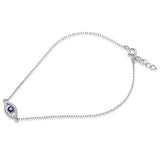 Blue Evil Eye Bracelet 925 Sterling Silver