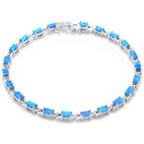 Tennis Bracelet Oval Lab Created Opal 925 Sterling Silver